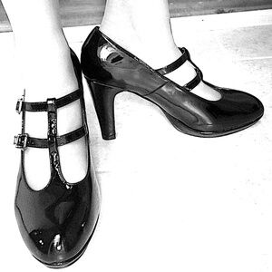 Mary Jane Vintage Heels Chunky Platform T-Strap Dress Pumps